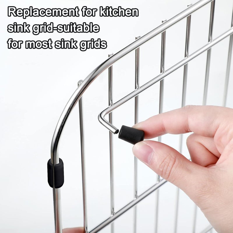 Romooa 60 Pieces Rubber Feet for Grid Sink Protector Rubber Grid Kitchen Sink Wire Protective Rack Feet Grate Wire Bumper Replacement Protector Parts for Kitchen Rack(Black) - Image 4